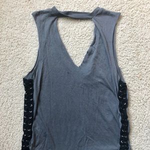 Grey deep vneck tank top